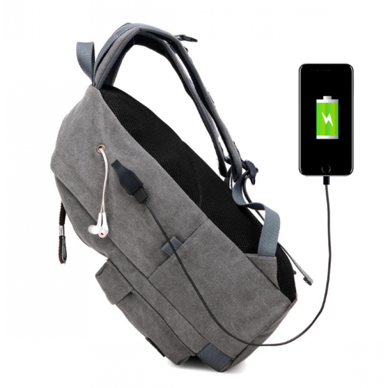 Рюкзак чоловічий брезентовий 43х36х16 см Сірий (656) - фото 4 Рюкзак чоловічий брезентовий 43х36х16 см Сірий (656) - фото 4