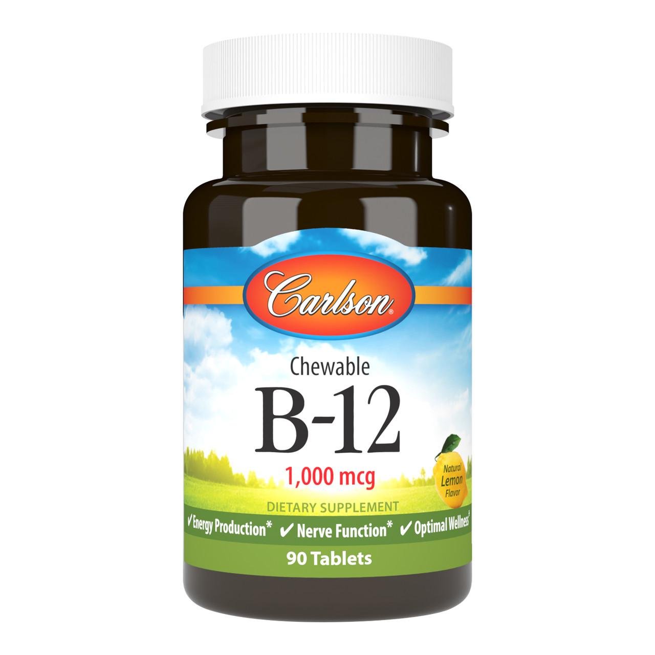 Вітамін B-12 Carlson Chewable Vitamin B-12, Lemon 1,000 mcg 90 таблеток