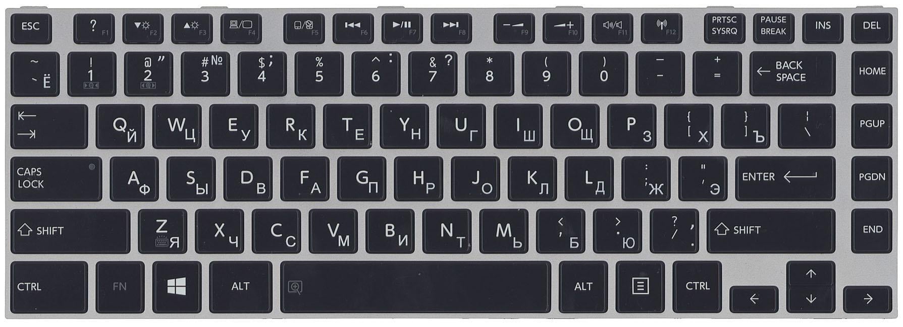 Клавиатура для ноутбука Toshiba Satellite M40T с подсветкой Light Gray Frame Black