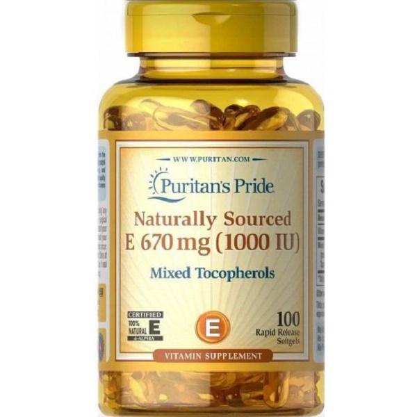 Витамин E Puritan's Pride Vitamin E 1000 IU 670 мг Mixed Tocopherols 100 Caps