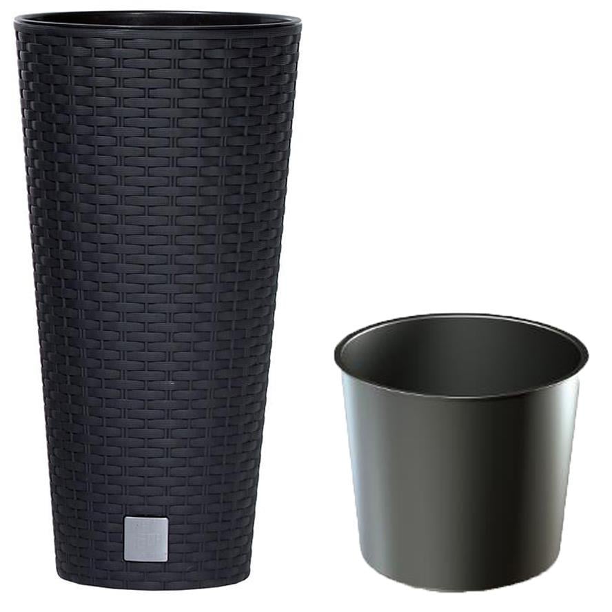Горшок для цветов Prosperplast Rato тубус с вставкой Антрацит (77967-433)