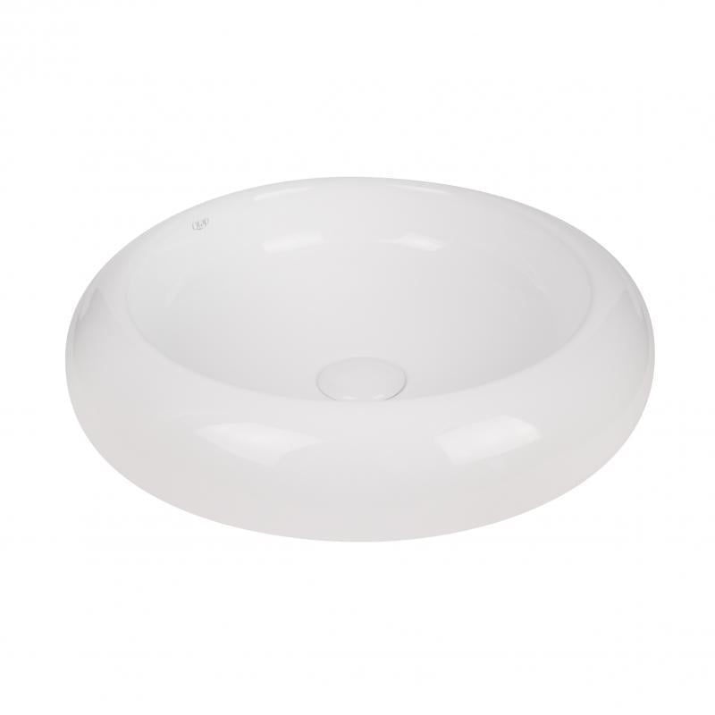 Раковина Qtap Robin накладная круглая с донным клапаном 460x460x100 мм White