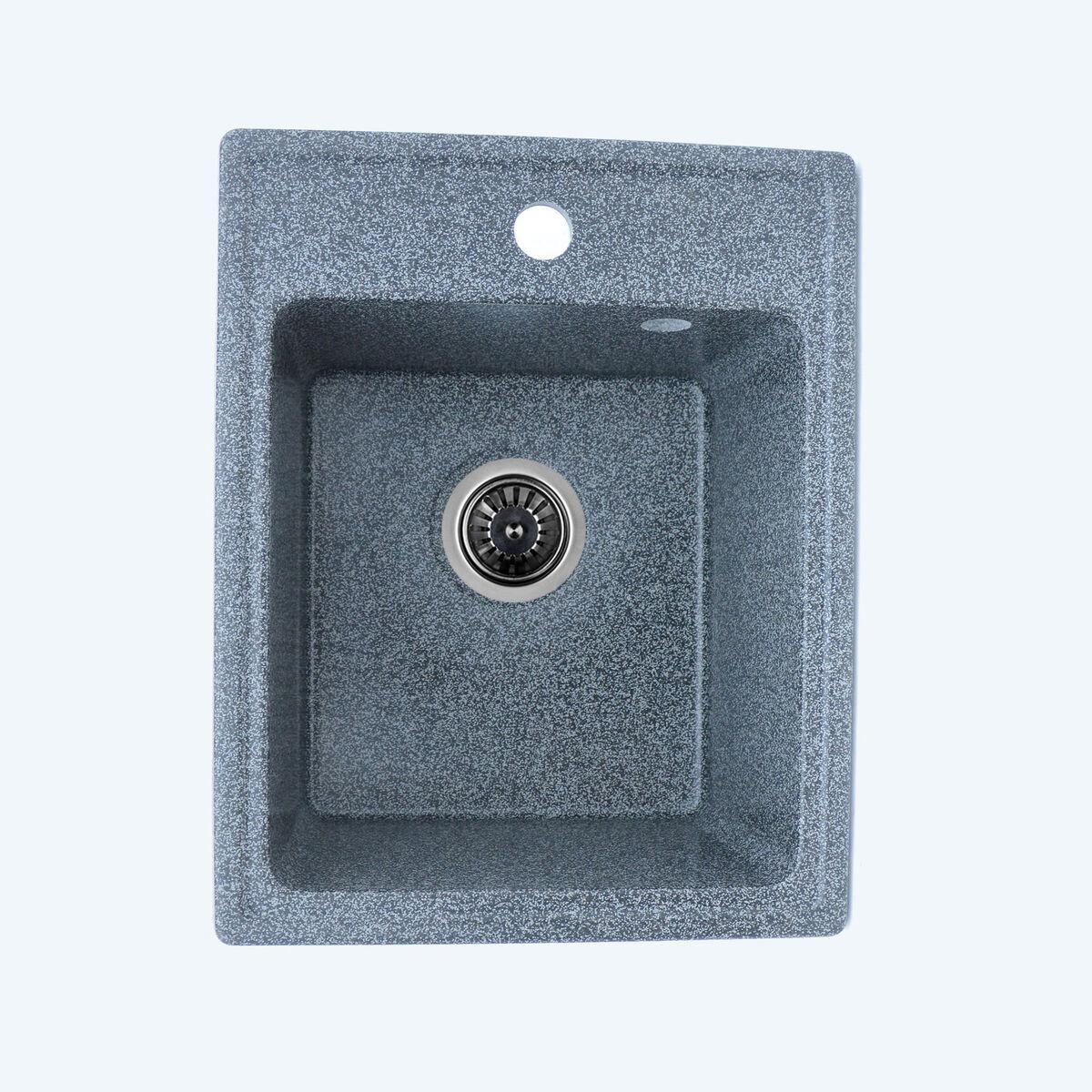 Гранитная мойка для кухни Platinum 400x200x500 мм RUBY Глянец графит