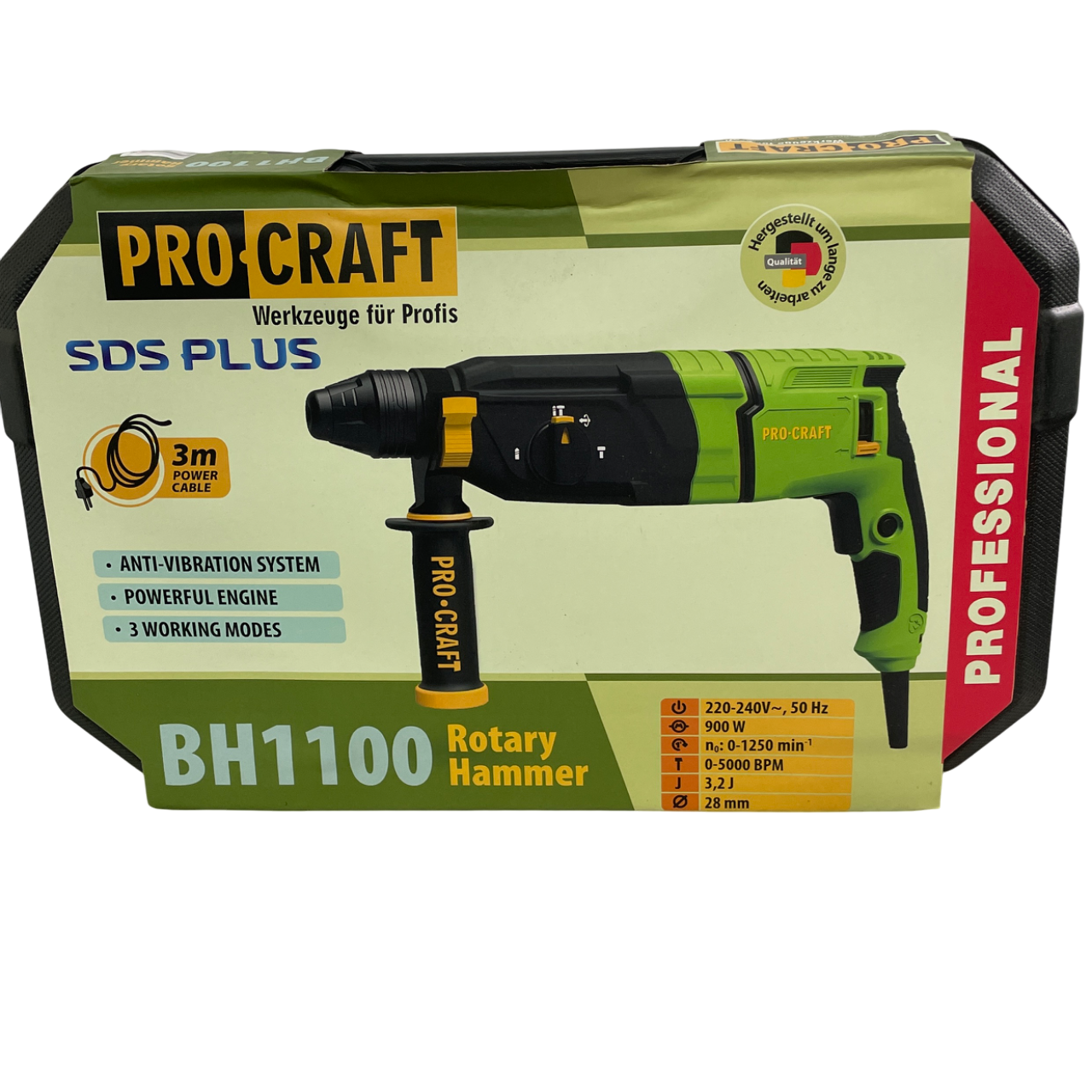 Перфоратор Procraft BH1100 SDS+ 900 Вт 3,2 Дж 3 режими кейс (011008) - фото 6 Перфоратор Procraft BH1100 SDS+ 900 Вт 3,2 Дж 3 режими кейс (011008) - фото 6