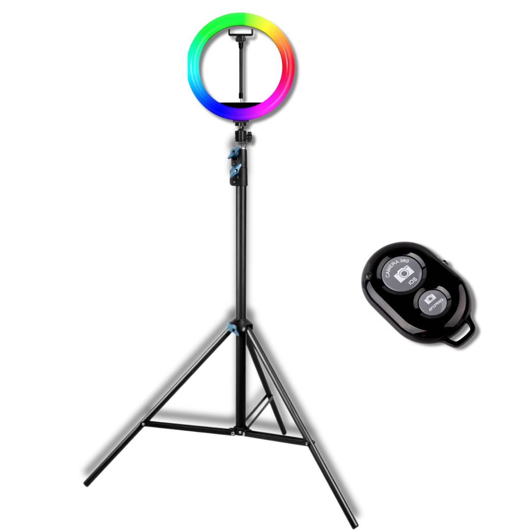 Кільцева лампа Bluetooth RGB зі штативом для смартфона та пульт до 210/26 см Різнокольоровий (Pro8806RGB)