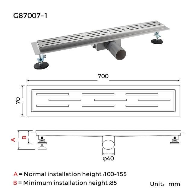 Трап для душу Gappo G87007-1 70х700 мм Нержавіюча сталь (1037684) - фото 7