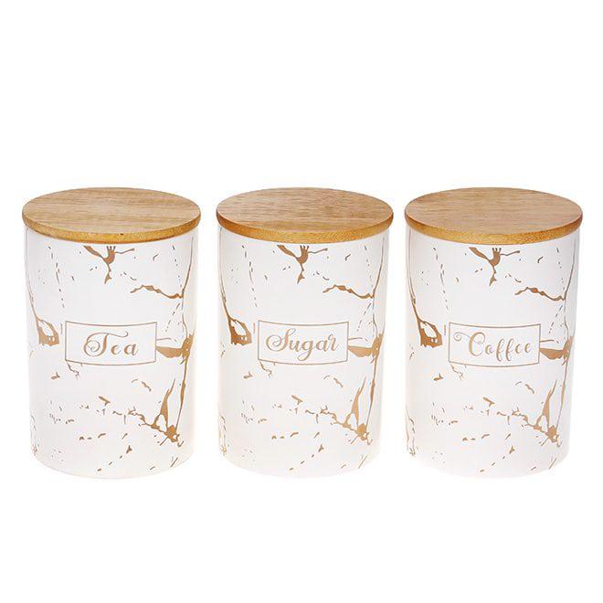 Набор керамических банок Flora с бамбуковыми крышками 3 шт. 0,8 л (32561)