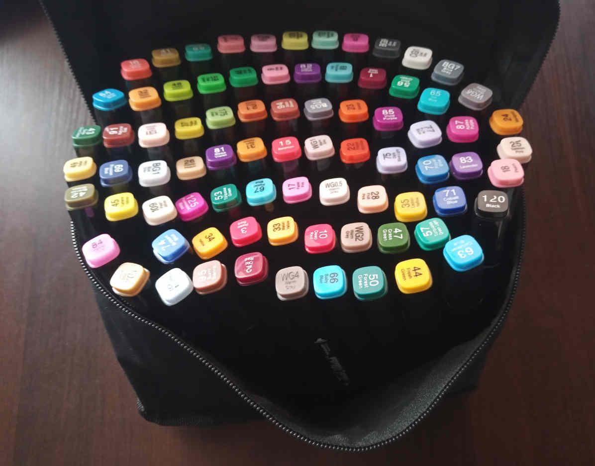 Маркеры двусторонние на спиртовой основе 80 шт. Черный - фото 2