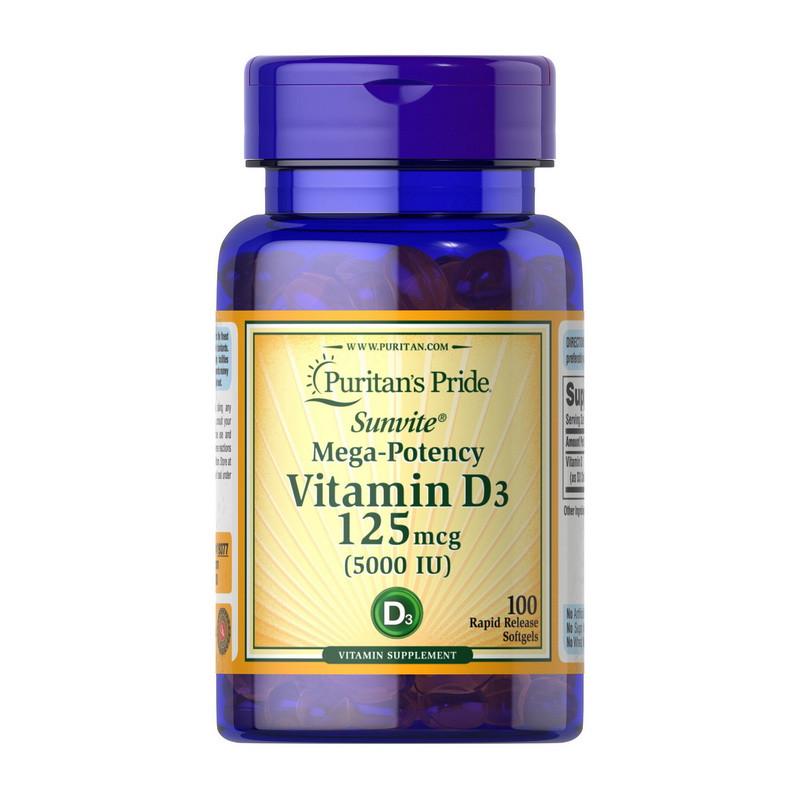 Витамин Puritan's Pride Vitamin D3 125 мкг 5000 IU (100 капс. (09163-01) Витамин Puritan's Pride Vitamin D3 125 мкг 5000 IU (100 капс. (09163-01)