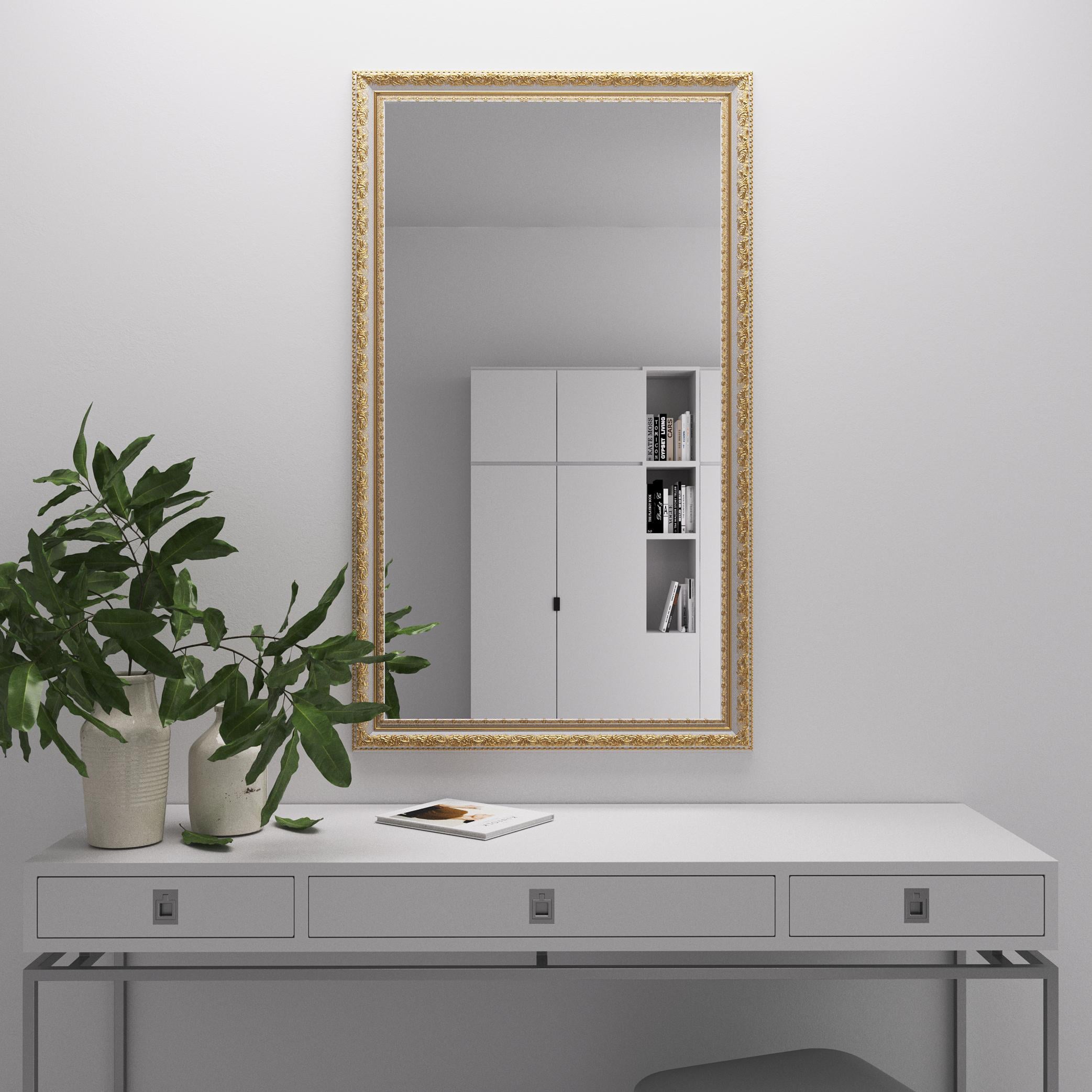 Дзеркало настінне Black Mirror 150x60 см Білий з патиною золота (5826А-64G)