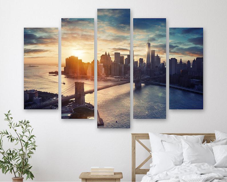 Модульная картина на холсте из пяти частей KIL Art Мост на Манхэттен 137x85 см (M51_L_369)