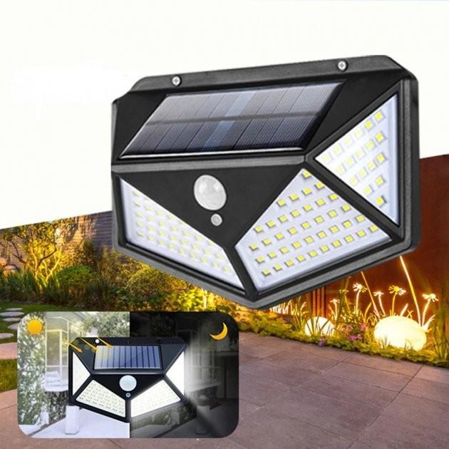 Комплект светодиодных настенных светильников на солнечной батарее Solar Motion 100 LED с датчиком движения 2 шт. Черный - фото 13