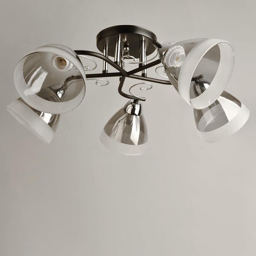 Люстра стельова Light House SH-19575/5B BK+CR 590х590х230 мм Хром/Білий/Сірий