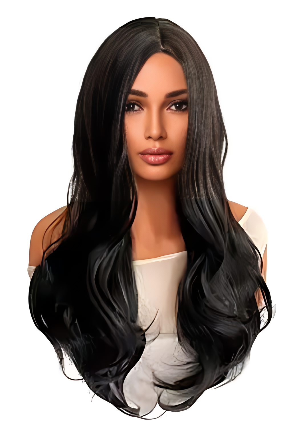 Перука хвиляста без чубчика з проділом Брюнетка 65 см (Т00001062)