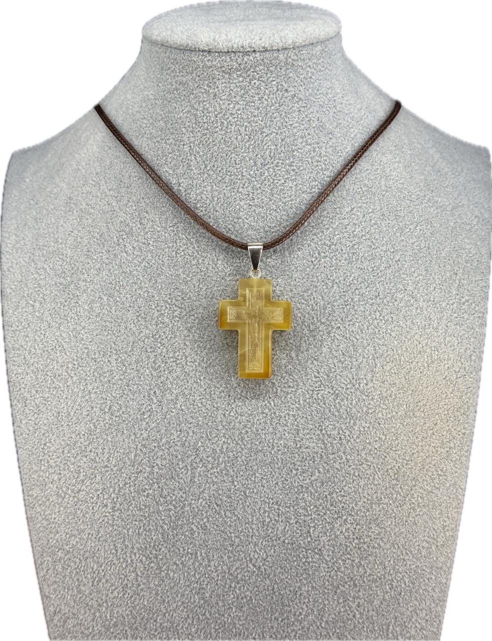 Хрестик з бурштину 35/25 мм (к-170)