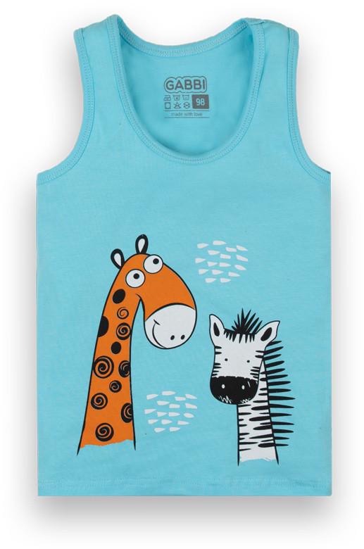 Майка детская хлопковая для мальчика Gabbi МКМ-21-5 Zoo 98 см Бирюзовый (13120)