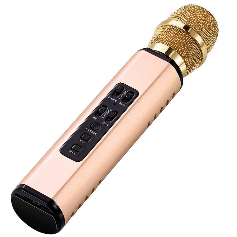 Микрофон-караоке беспроводной Losso K6 Premium со встроенным динамиком и Bluetooth Gold (18960)
