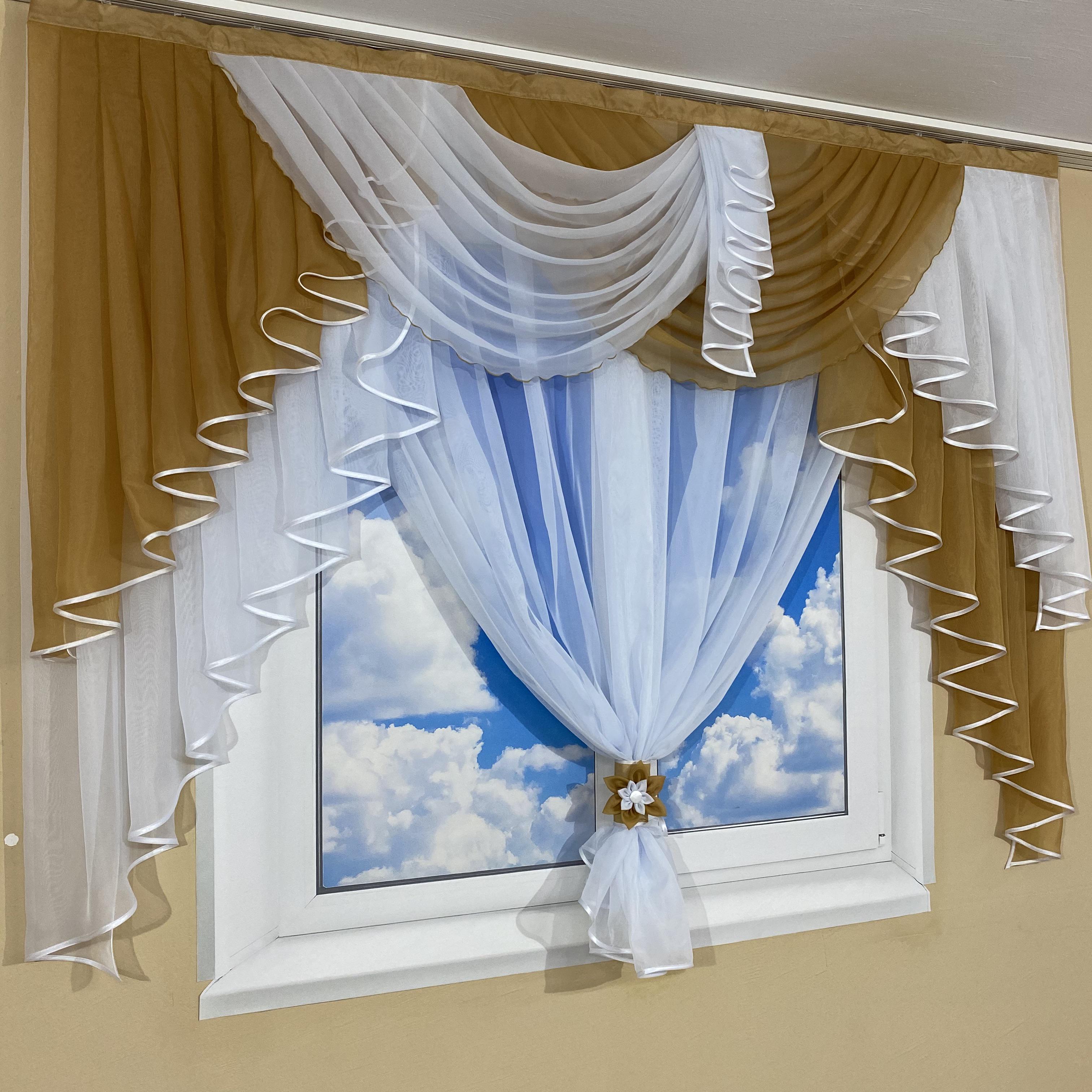 Ламбрекен з тюлем TG Home №431 Карамельний - фото 3 Ламбрекен з тюлем TG Home №431 Карамельний - фото 3