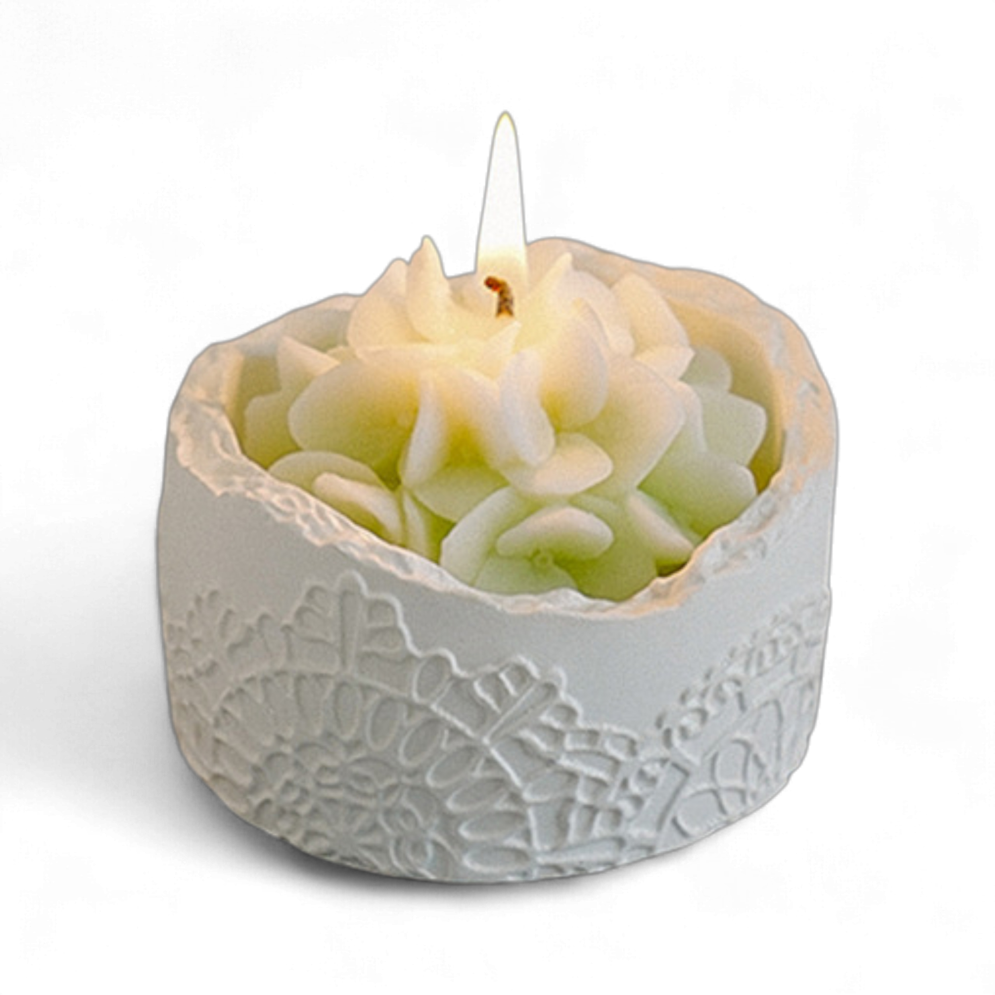 Аромасвеча JYX в гипсовой чаше Гортензия фруктовый аромат в подарочной коробке (0007)