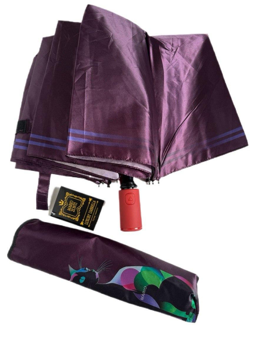 Парасолька напівавтомат Mario з принтом Кішка антивітер Фіолетовий (210/4) - фото 3