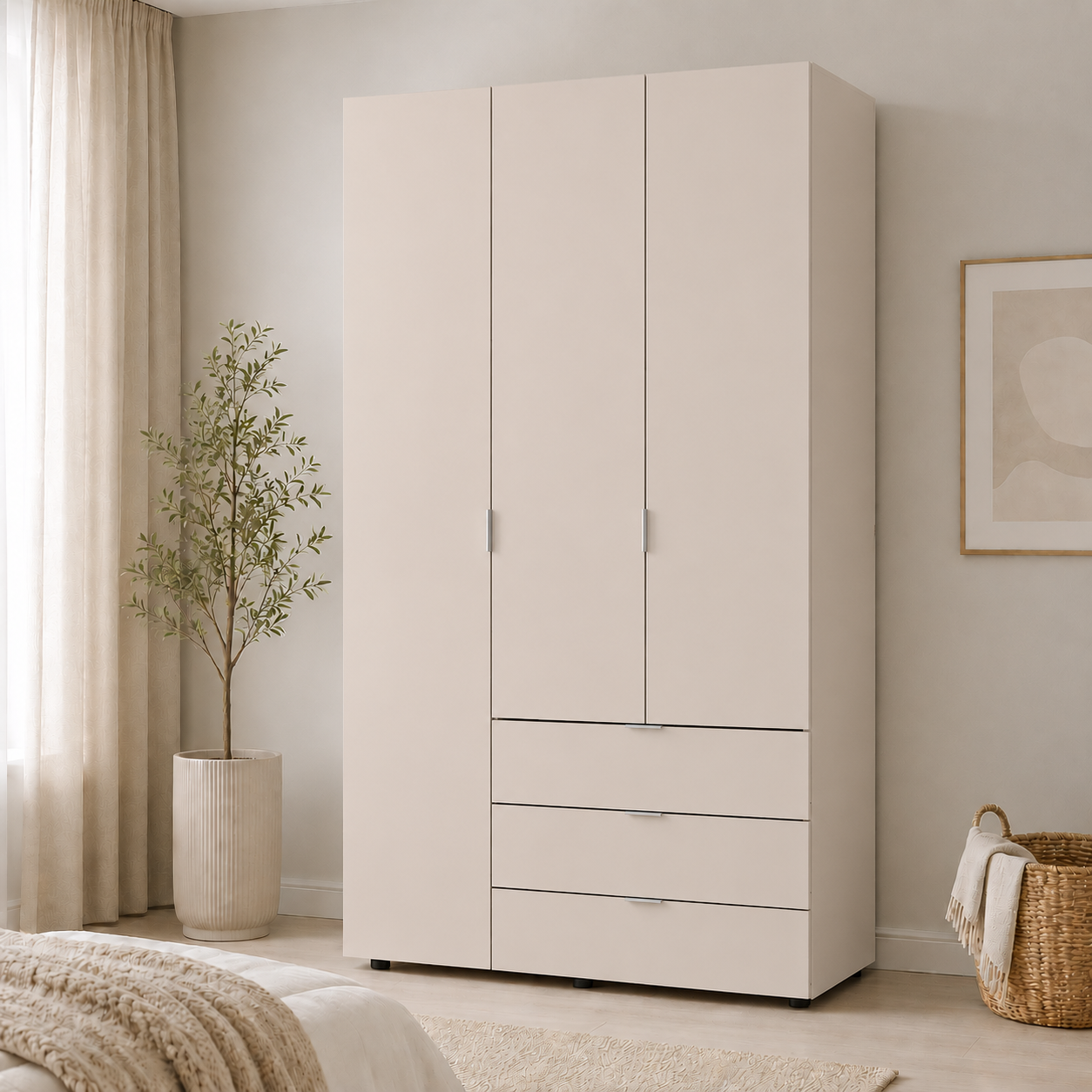 Шкаф трехдверный Doros Гелар 116,2х49,5х203,4 см с полками/штангой и 3 ящиками Кашемир (80737633)