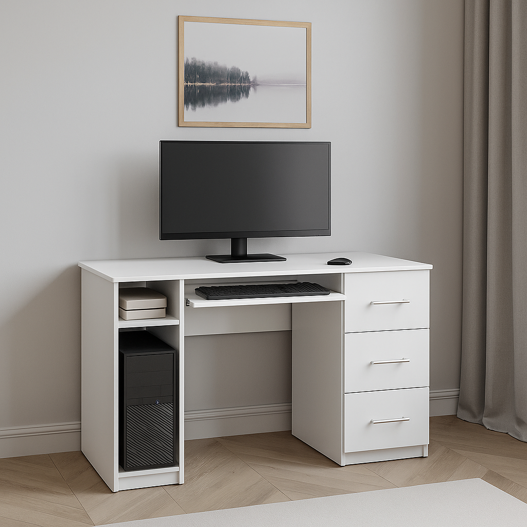 Стіл комп'ютерний СК1 3Я SENAM 780х1400х600 мм ДСП Білий