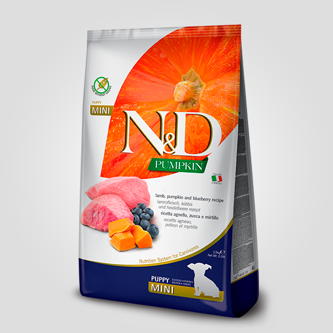 Корм сухой Farmina N&D Grain Free Pumpkin Mini для щенков мелких пород с ягненком и черникой 2,5 кг (2139745881)