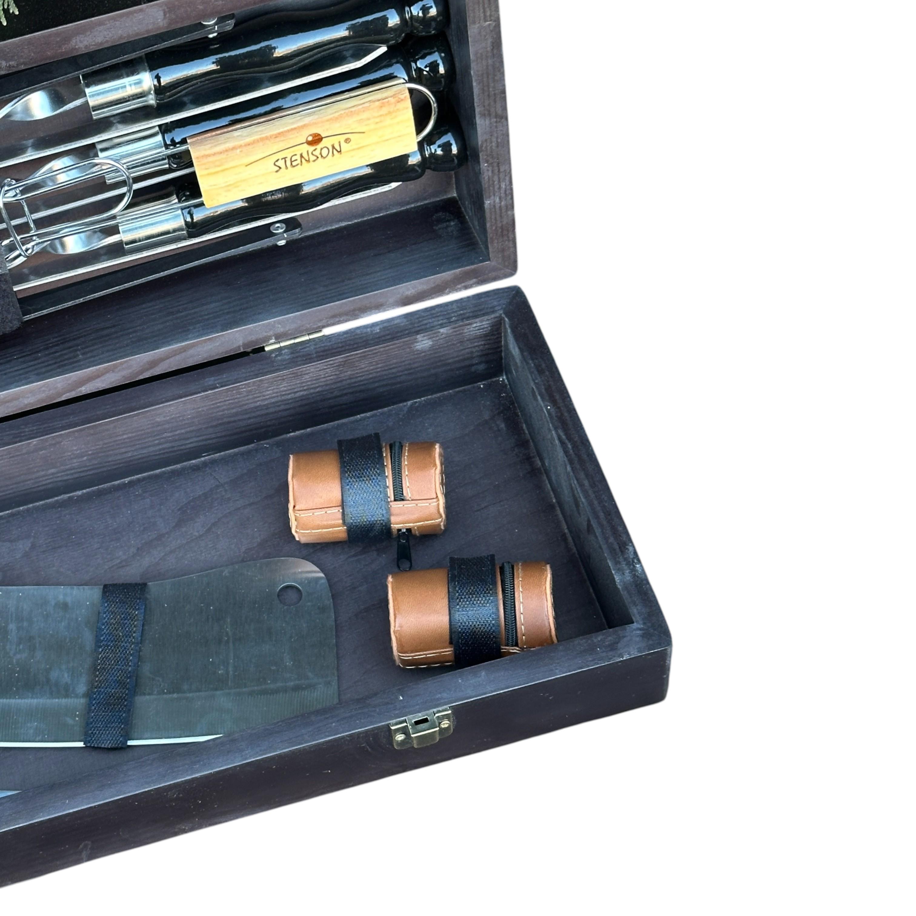 Подарунковий набір шампурів Mzavod Майстер BBQ із нержавіючої сталі в дерев’яному кейсі 720x120x210 мм 20 пр. Чорний (136-17-1190210000057) - фото 3 Подарунковий набір шампурів Mzavod Майстер BBQ із нержавіючої сталі в дерев’яному кейсі 720x120x210 мм 20 пр. Чорний (136-17-1190210000057) - фото 3