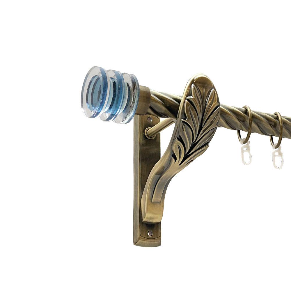 Карниз металлический Orvit Аквария однорядный ретро скрученная труба/кольцо металлическое Антик 25 мм 160 см (00-00016717)