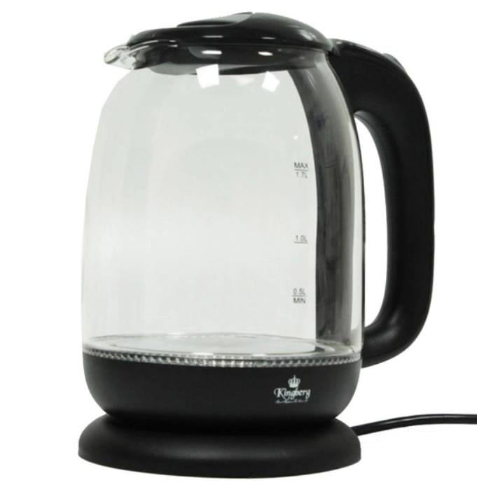 Електрочайник скляний Kingberg KB-2028 1,7 л 2200 Вт Чорний (21-53-93119-02)