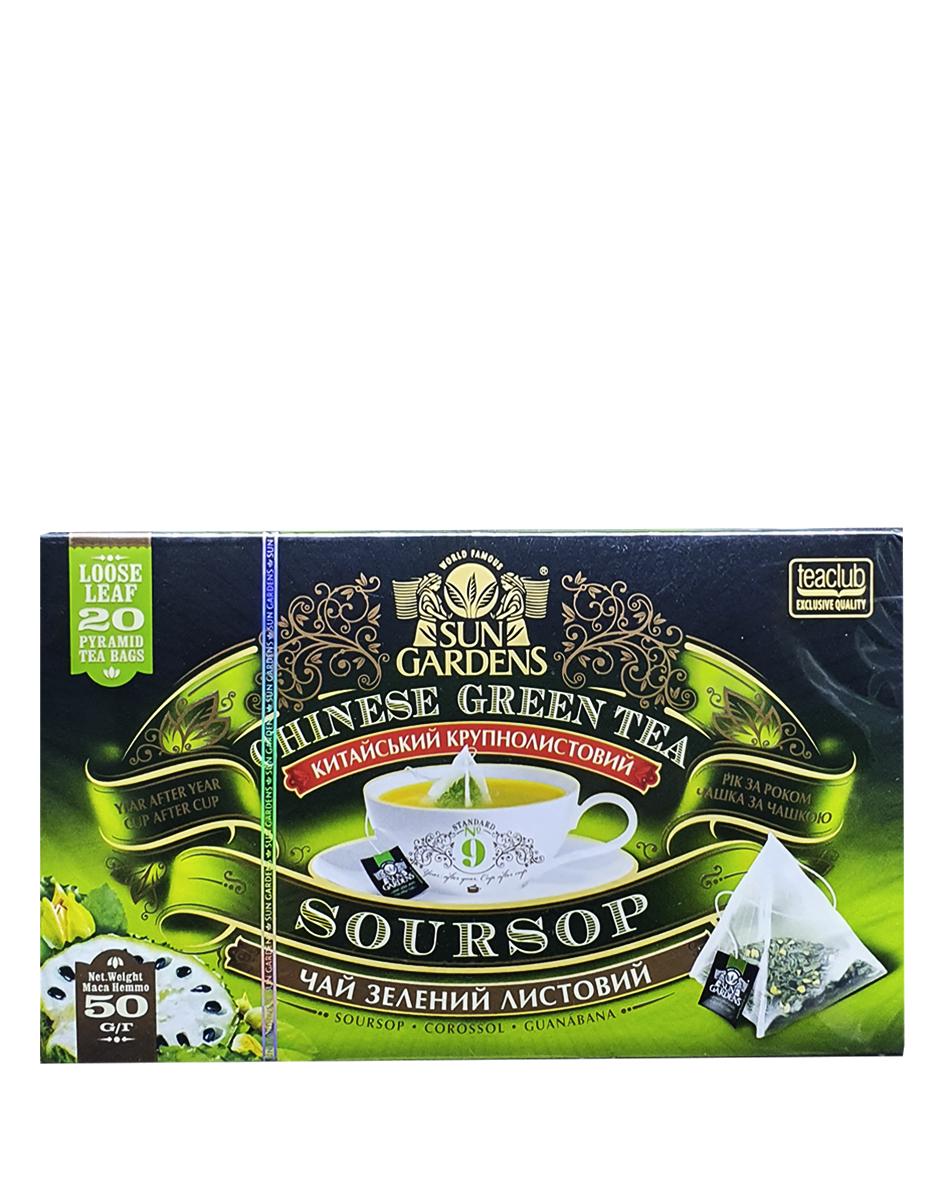 Чай Sun Gardens Soursop зелений із саусепом у пакетиках-пірамідках 20 шт. 2,5 г (1008) - фото 4