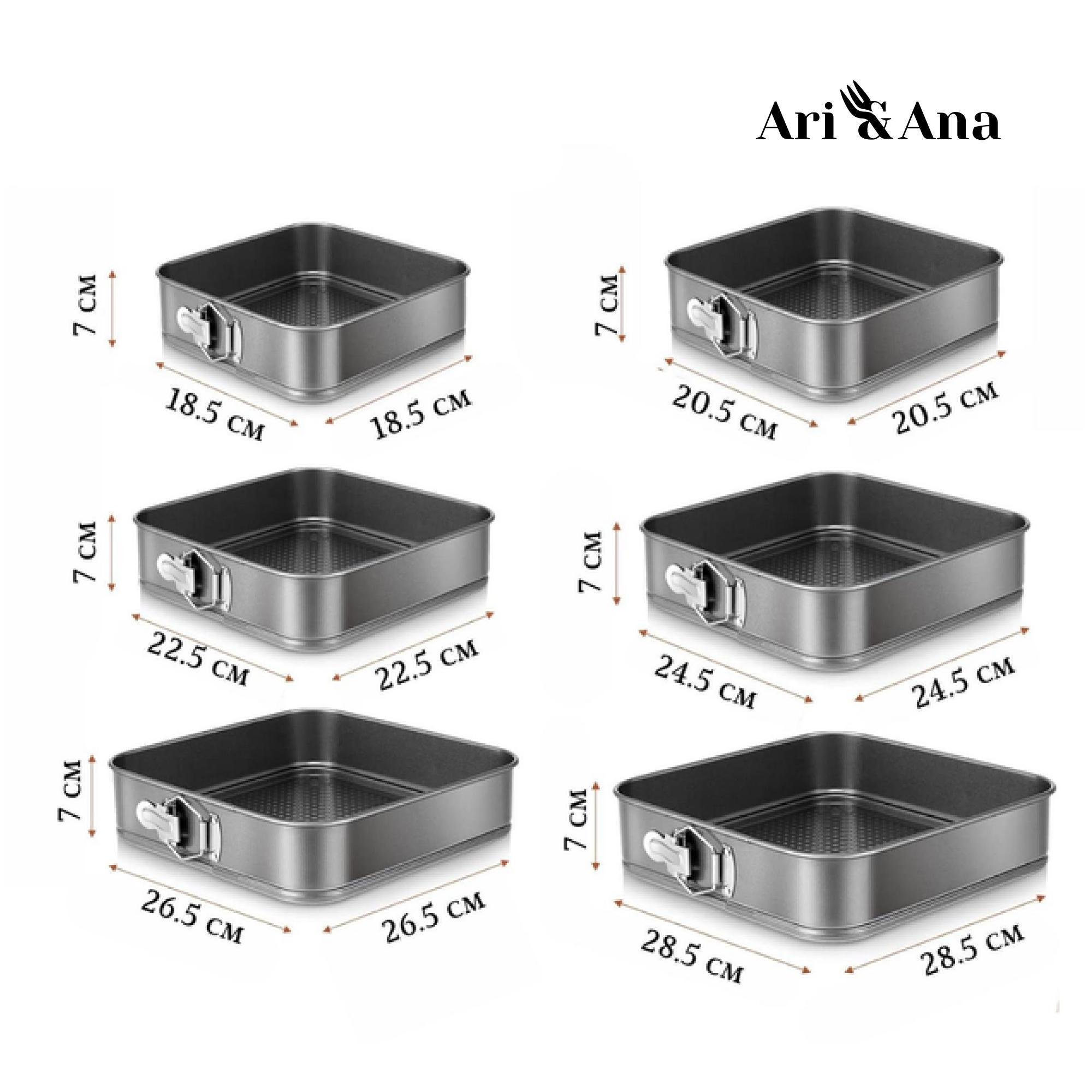 Набір форм для випікання Ari/Ana 6 квадратних антипригарних форм з вуглецевої сталі (18-28 см) - фото 3 Набір форм для випікання Ari/Ana 6 квадратних антипригарних форм з вуглецевої сталі (18-28 см) - фото 3