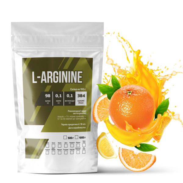 Амінокислота L-Arginine Апельсин для спортивних тренувань на 100 порцій 500 г (21-125-arg-ap500)