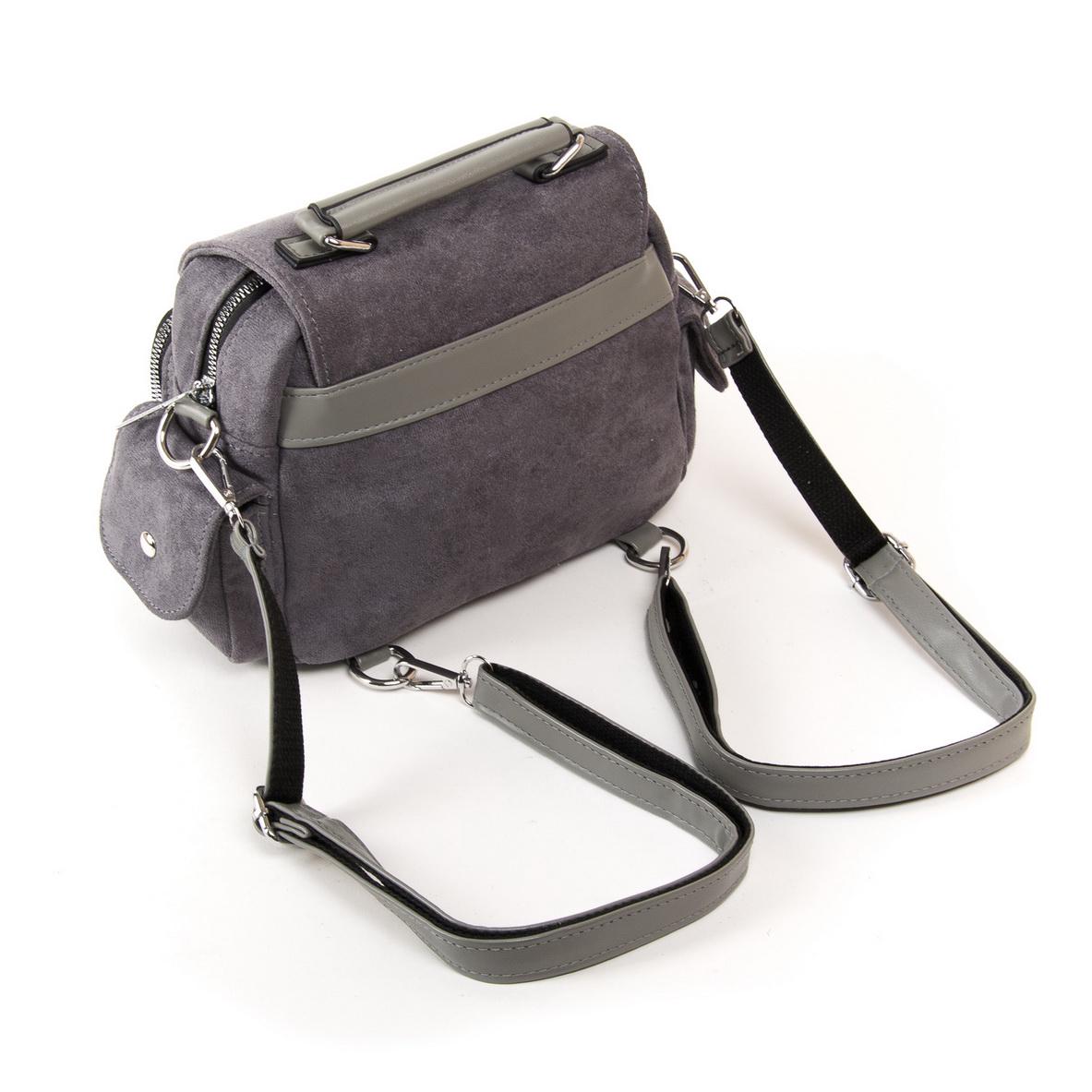 Жіноча модельна сумка-рюкзак з замша Fashion 2105 Сірий - фото 2 Жіноча модельна сумка-рюкзак з замша Fashion 2105 Сірий - фото 2