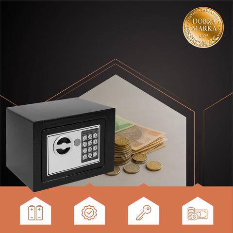 Сейф с электронным замком и ключами для дома/офиса/готеля Черный - фото 5