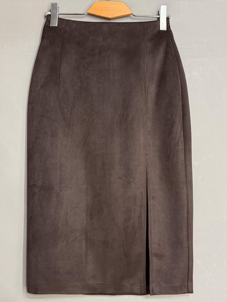 Юбка женская Gritana 125 с разрезом миди прямая под замшу L Коричневый (5944) - фото 5 Юбка женская Gritana 125 с разрезом миди прямая под замшу L Коричневый (5944) - фото 5