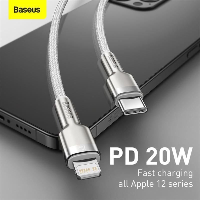 USB кабель BASEUS Type С на Lightning Cafule Series Metal Data Cable 20W PD 1 м White - фото 7