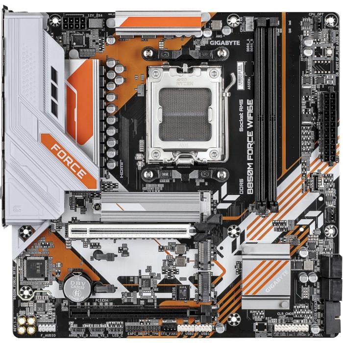 Материнська плата GIGABYTE B850M Force WiFi6E Micro-ATX sAM5 AMD B850 2xDDR5 3xM.2 4xSATA DP HDMI 2.5 GbE Black (31330633)