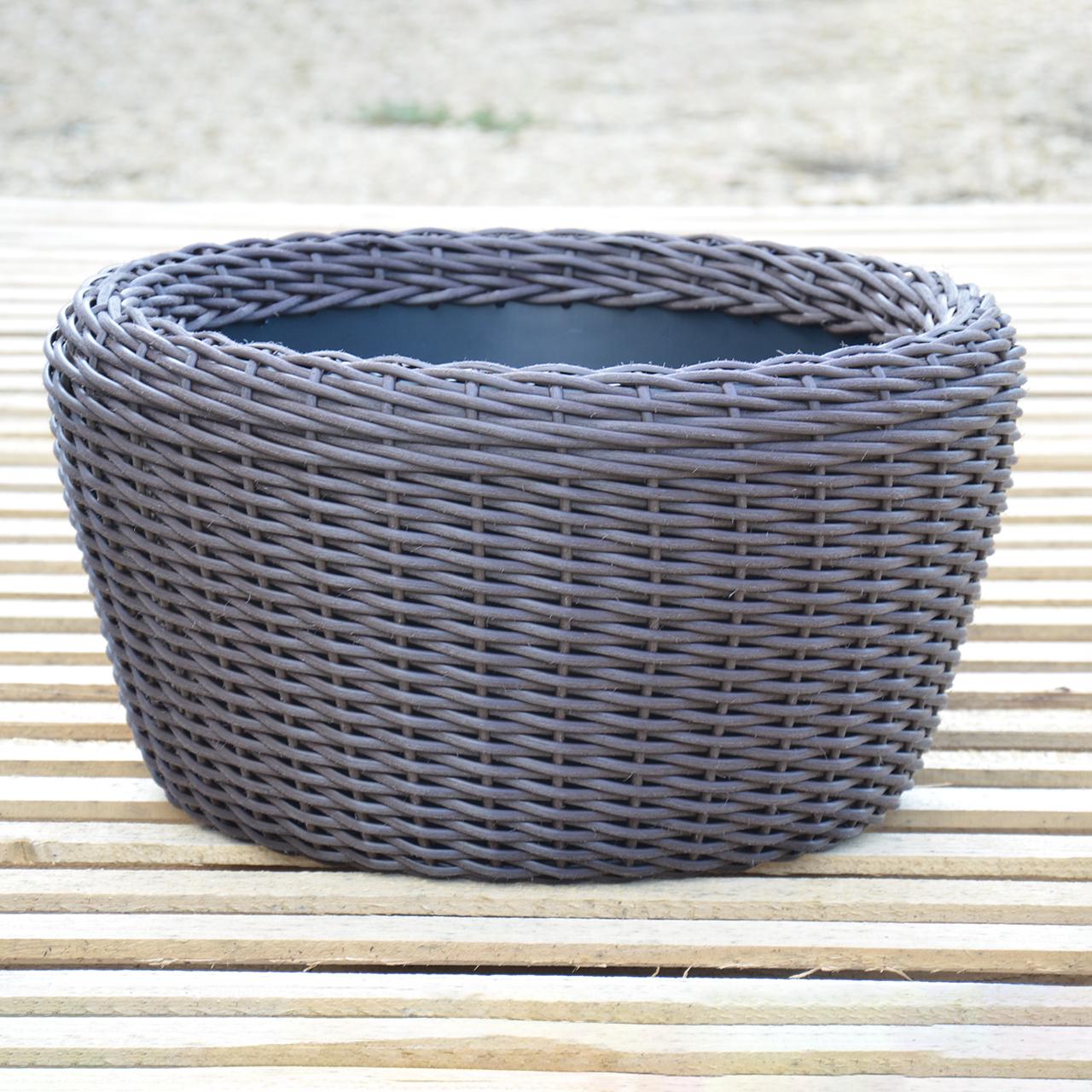 Кашпо велике для рослин та квітів з штучного ротангу/ручної роботи 45 л Чесаний венге - фото 2 Кашпо велике для рослин та квітів з штучного ротангу/ручної роботи 45 л Чесаний венге - фото 2