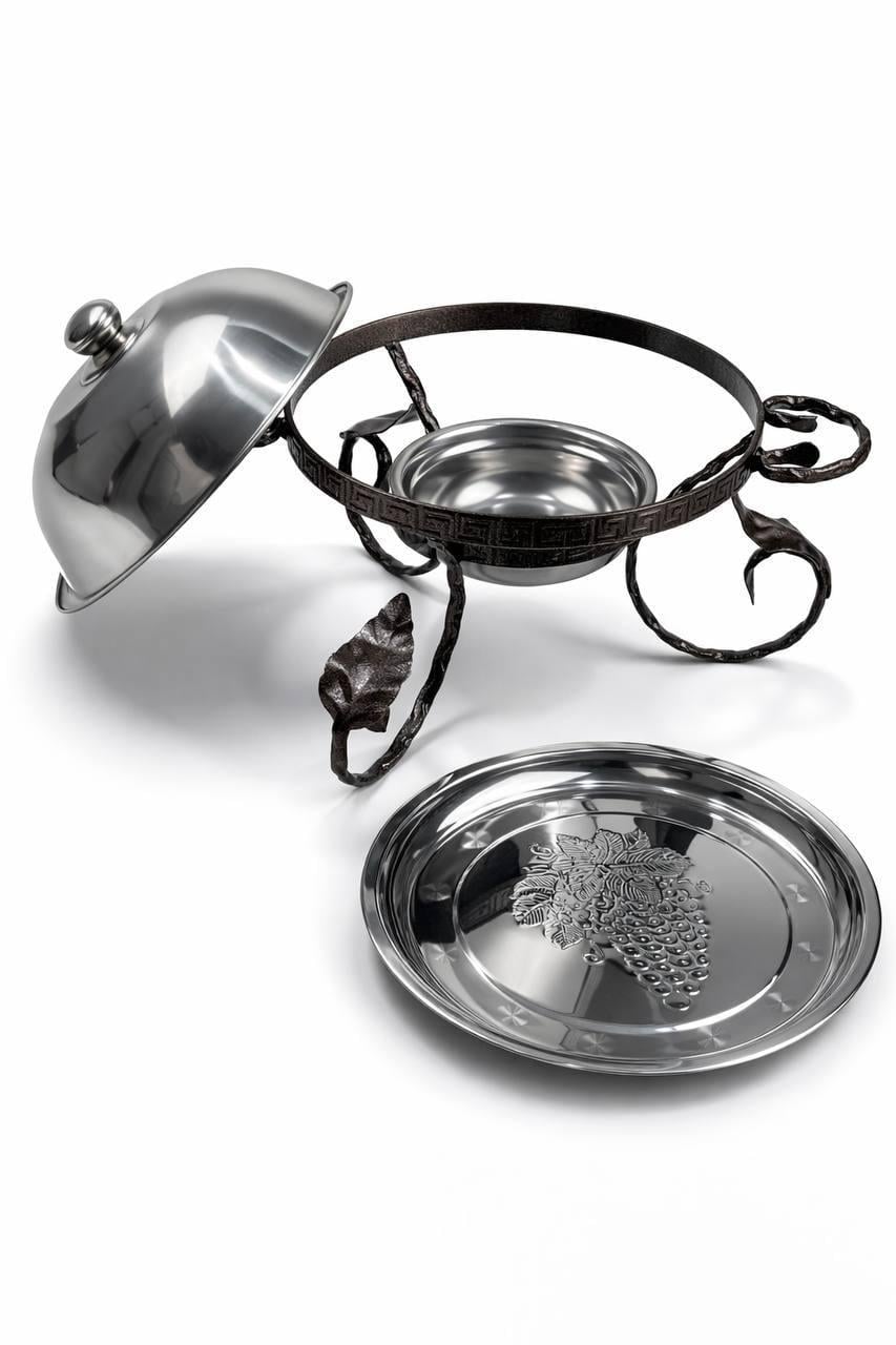 Садж для подачи шашлыка Grill Master Греция с крышкой усиленный 28 см (147-10-SJ-6590)