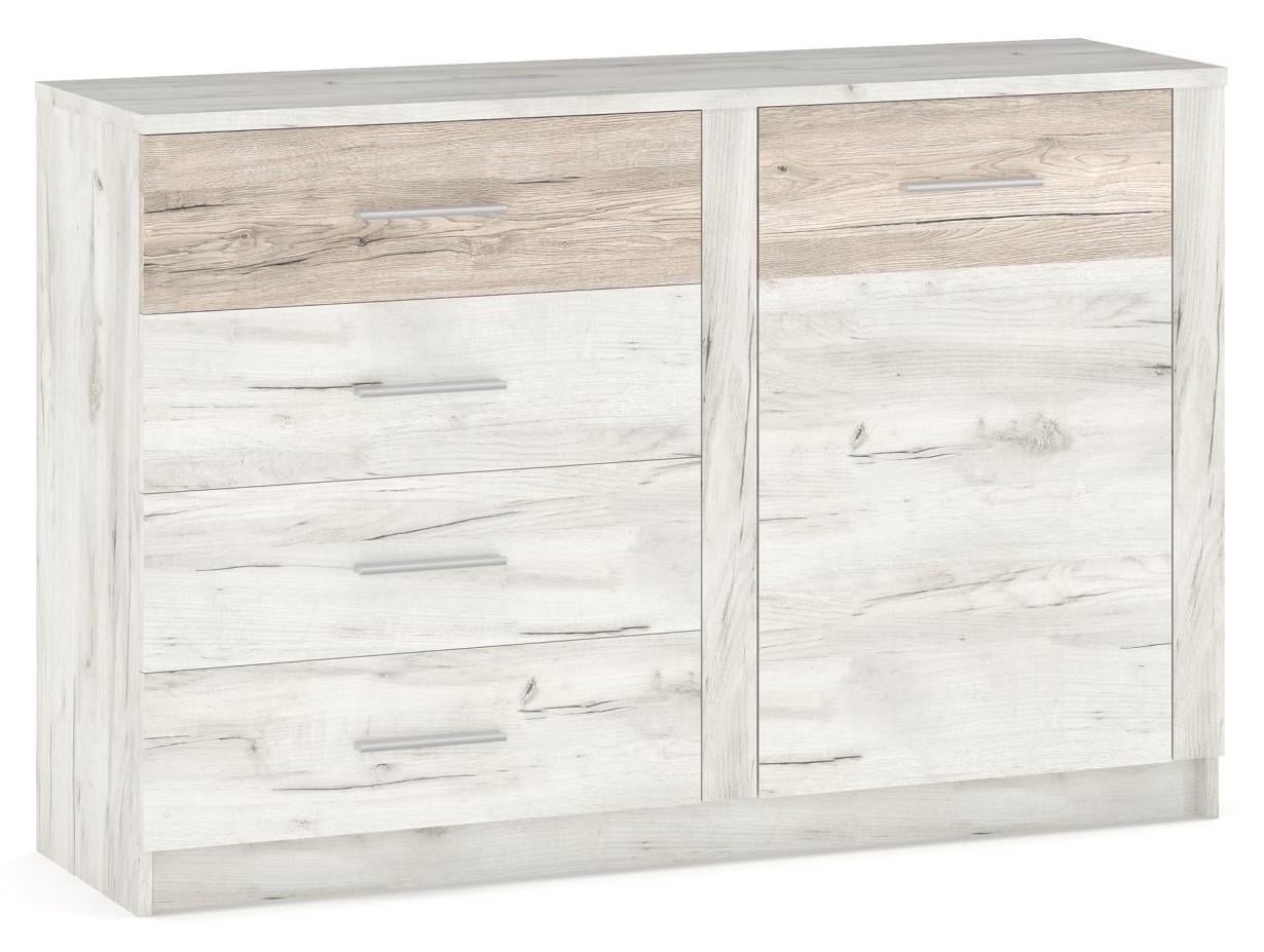 Комод Мебель-Сервіс 1Д4Ш/1378 Kim 1378х401х912 мм Дуб карри белый/Сан-рено (27369378)