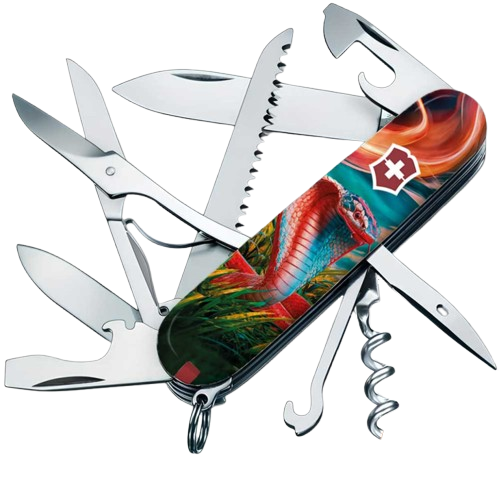Нож складной многофункциональный Victorinox HUNTSMAN ZODIAC Красочная кобра 17 функций 91x27x21 мм (Vx13713.3_Z4290pk) Нож складной многофункциональный Victorinox HUNTSMAN ZODIAC Красочная кобра 17 функций 91x27x21 мм (Vx13713.3_Z4290pk)