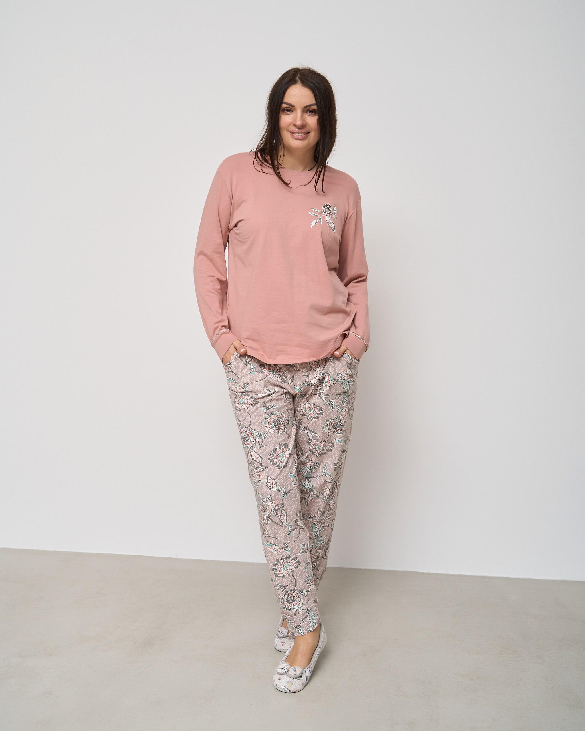 Пижама батальная с брюками Орнамент 5XL Бежевый (30069)