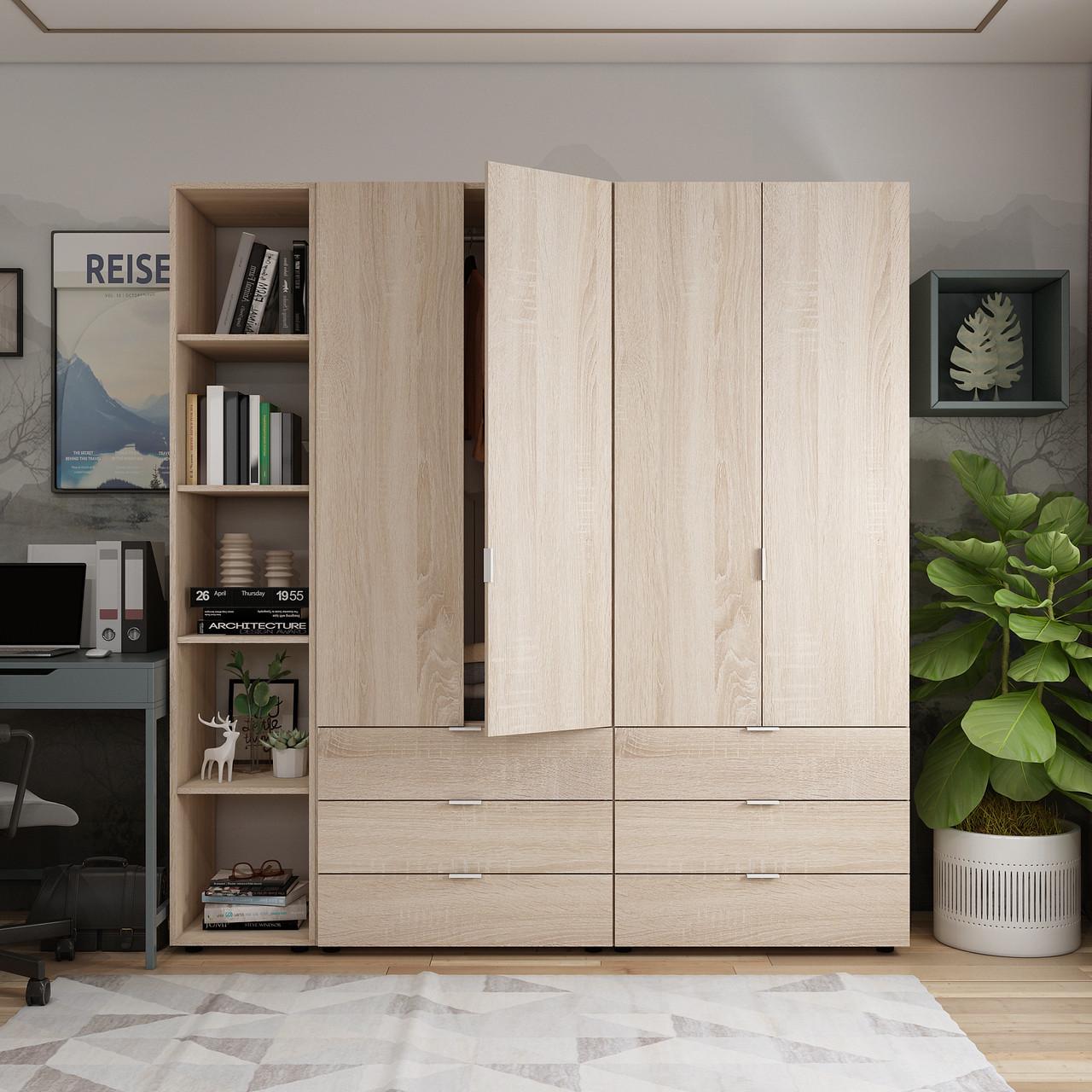 Шкаф для спальни Doros Гелар с этажеркою 2 с 2 ДСП 193,2х49,5х203,4 см Дуб Сонома (42005044)