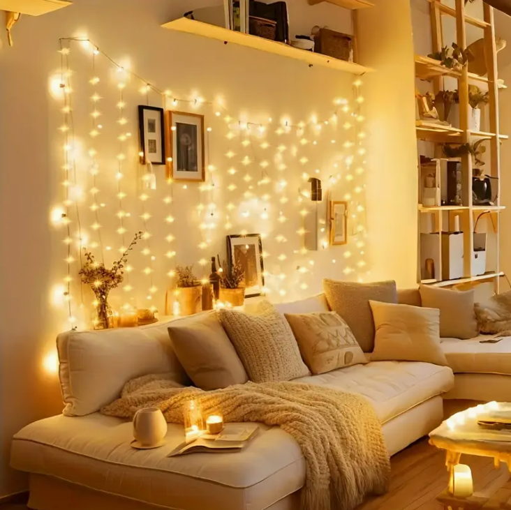 Штора світлодіодна 200 LED на батарейках 8 режимів 2x2 м Білий тепле світло (1133/2) - фото 6 Штора світлодіодна 200 LED на батарейках 8 режимів 2x2 м Білий тепле світло (1133/2) - фото 6