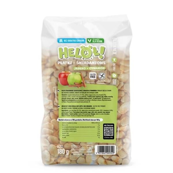 Сухий сніданок без глютену та без цукру Glutenex 180 г з яблуком і корицею (5901866005329)