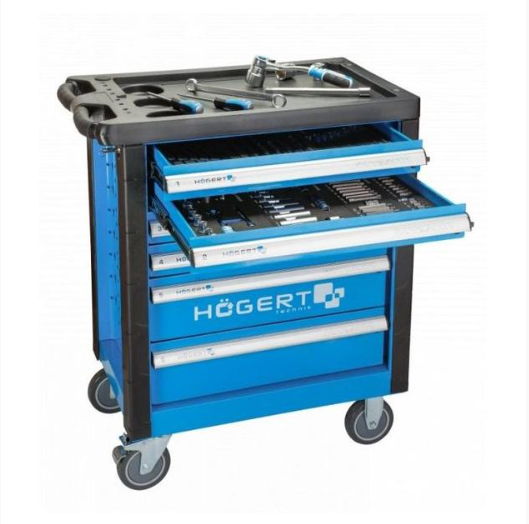 Тележка для инструмента Hoegert HT HT7G046 усиленный пластик 760x460x910 мм Синий (29371466)