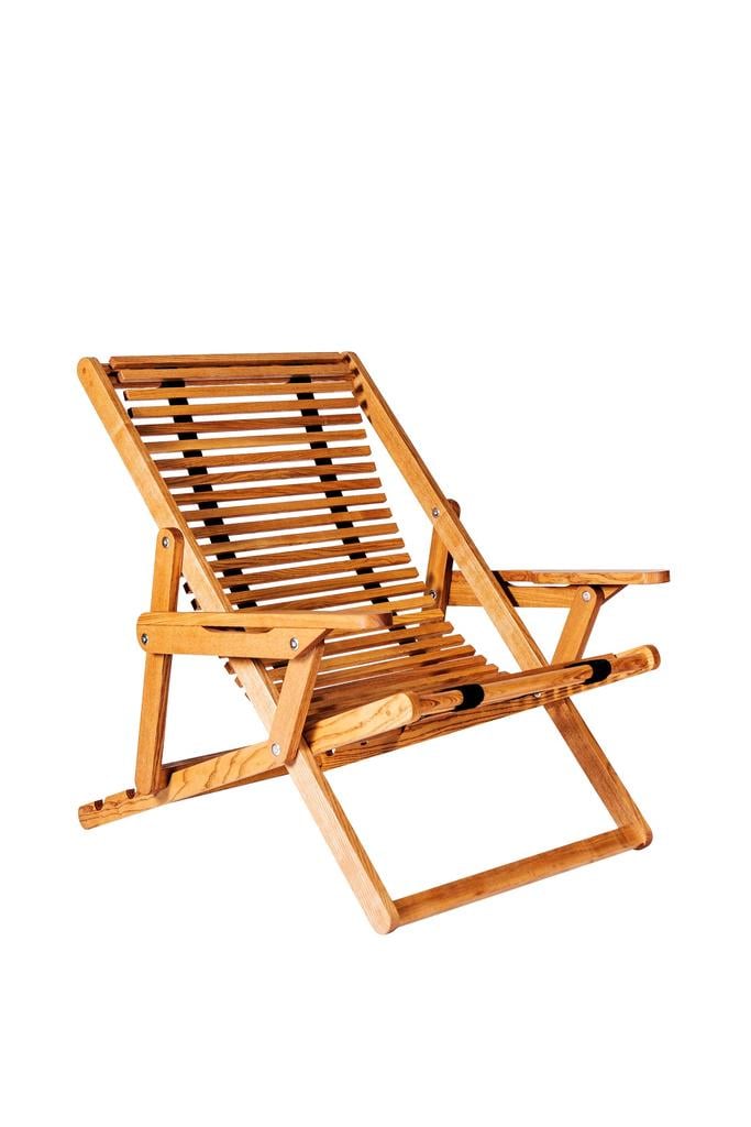 Кресло-шезлонг с подушкой под голову Woodsun Chalet Chair Wood из массива дерева ясень Тик (48408)