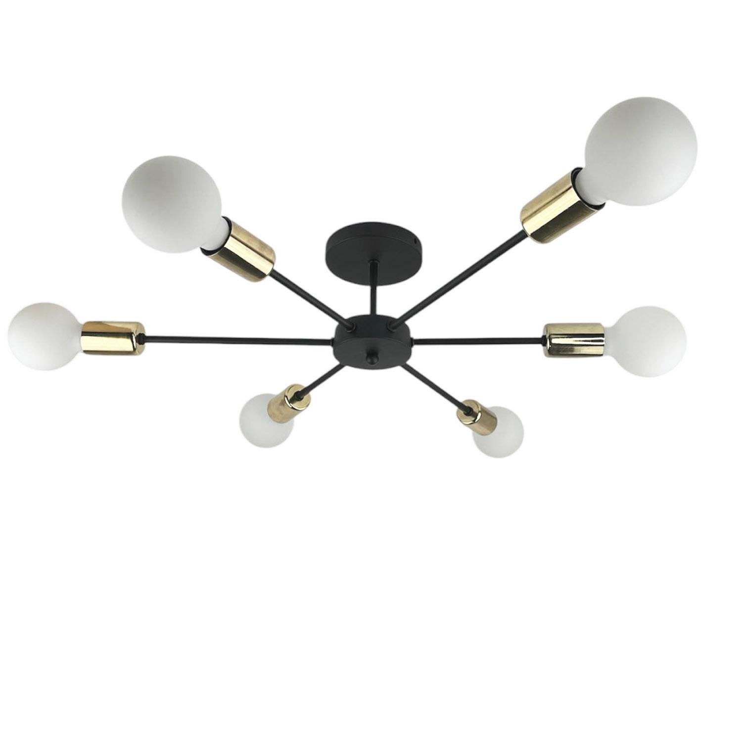 Люстра в стилі лофт Луч-6 з патронами Золото