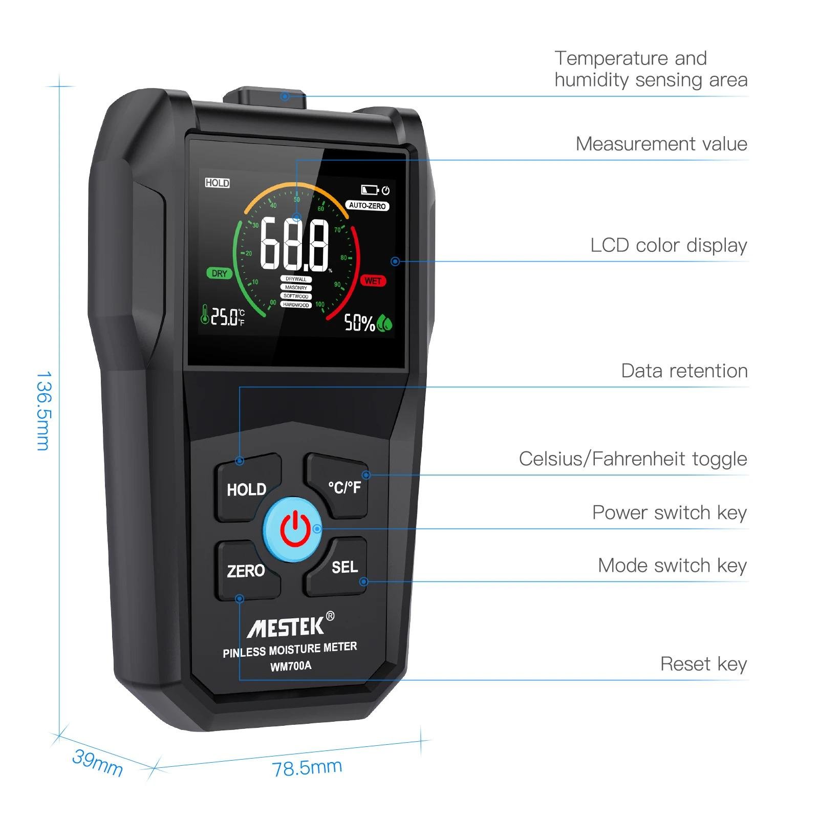 Измеритель влажности древесины WM700A бесконтактный (1005006075623623). - фото 9 Измеритель влажности древесины WM700A бесконтактный (1005006075623623). - фото 9